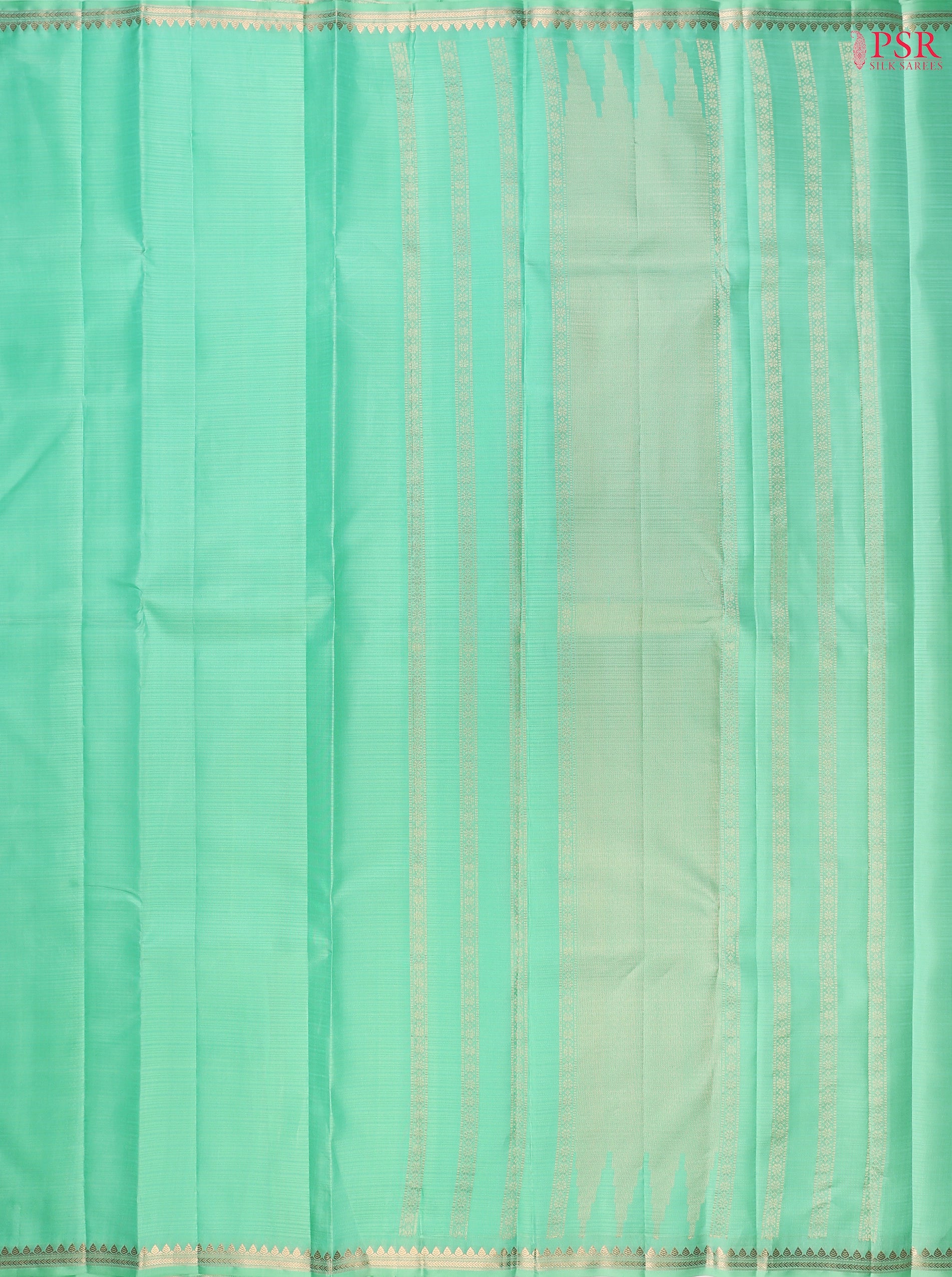 Turquoise Green Arani Silk Saree Zari Chit Pallu