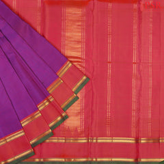 PSR Silks presents a Violet colored Arani Silk saree with combination of Spanish Crimson color.