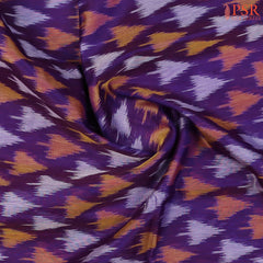 Violet Patola Pochampally Silk Cotton Saree featuring Ikkat patterns, a contrasting Mustard Yellow Pochampally motif pallu, tissue border, and a plain blouse.