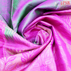 psr silks floral embossed pattern with gold zari bird motifs fuchsia