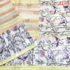 psr silks organza saree pastel hues stripes with embroidery work multicolor