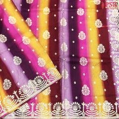 psr silks semi banaras zari motifs shades of purple