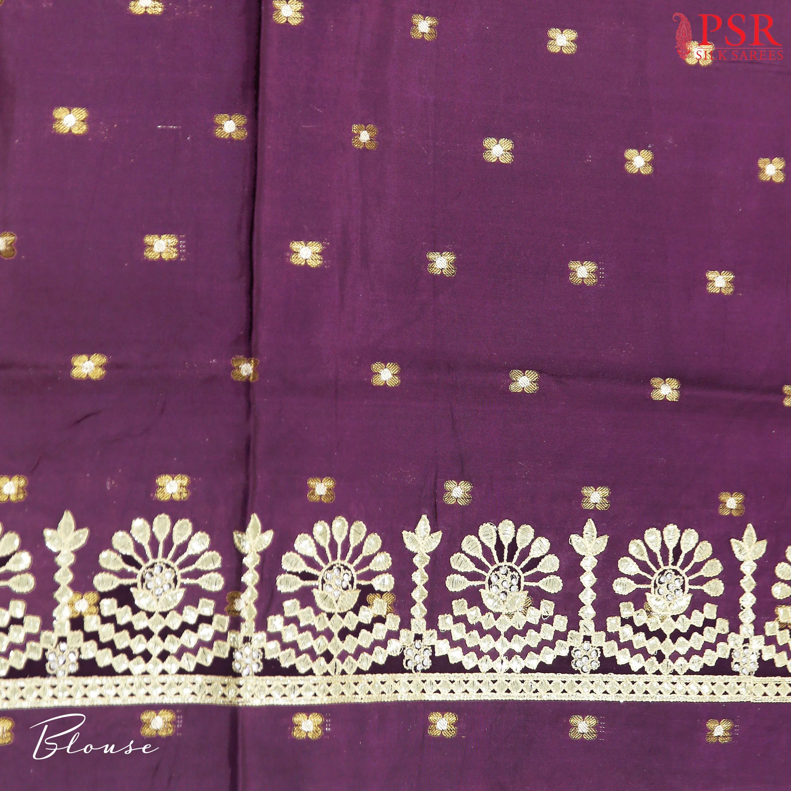 psr silks semi banaras zari motifs shades of purple