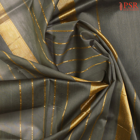 Dark Olive Grey Maheshwari  Silk Cotton Saree