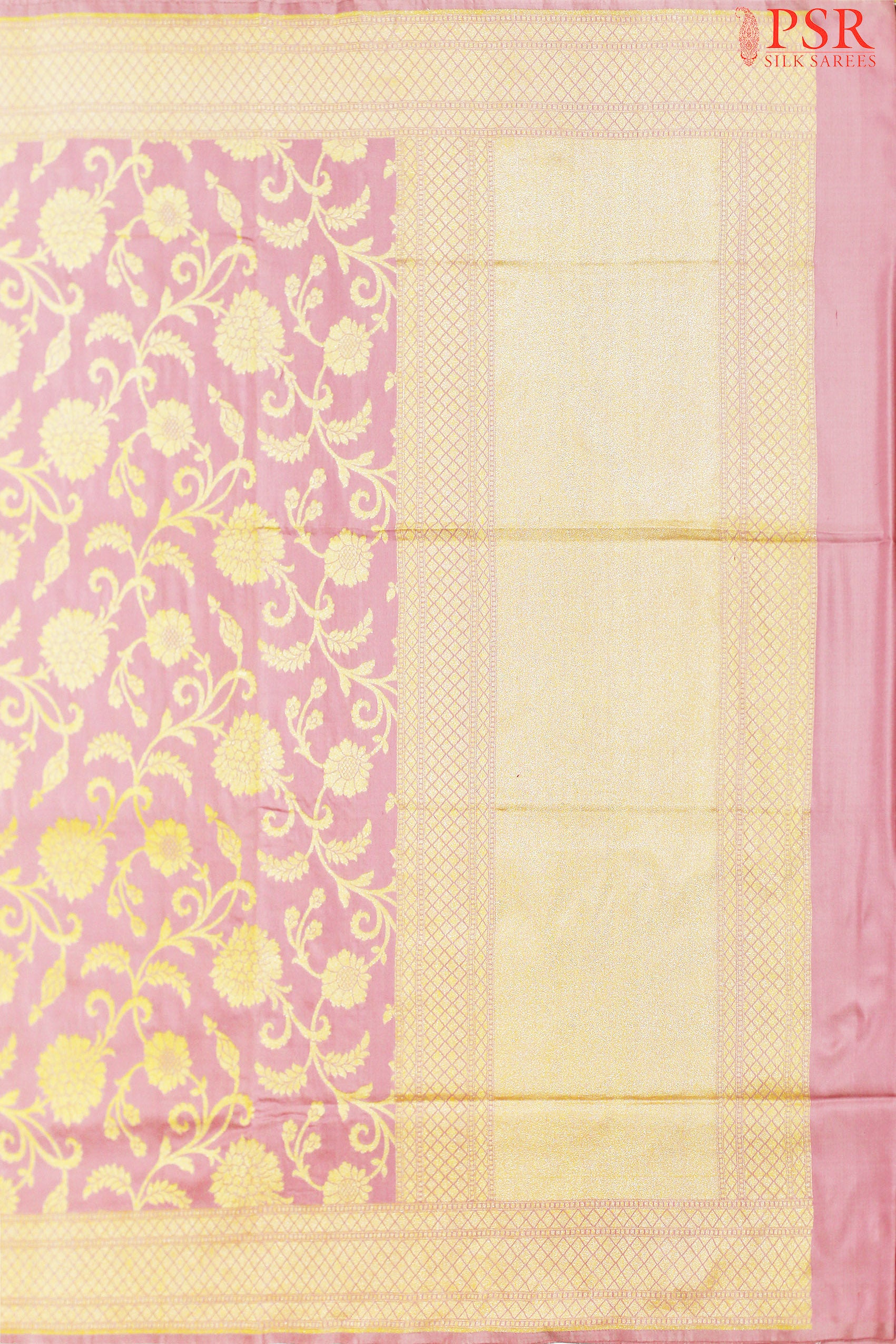 Banaras pure Silk Saree Has a Golden Colored Zari Work Pallu