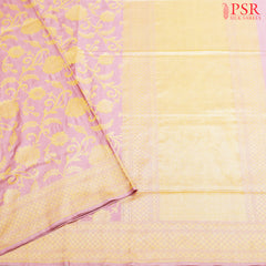 The Taffy Pink Coloured Banaras Pure Silk Saree Has Scroll Floral Pattern With Zari Work Pallu