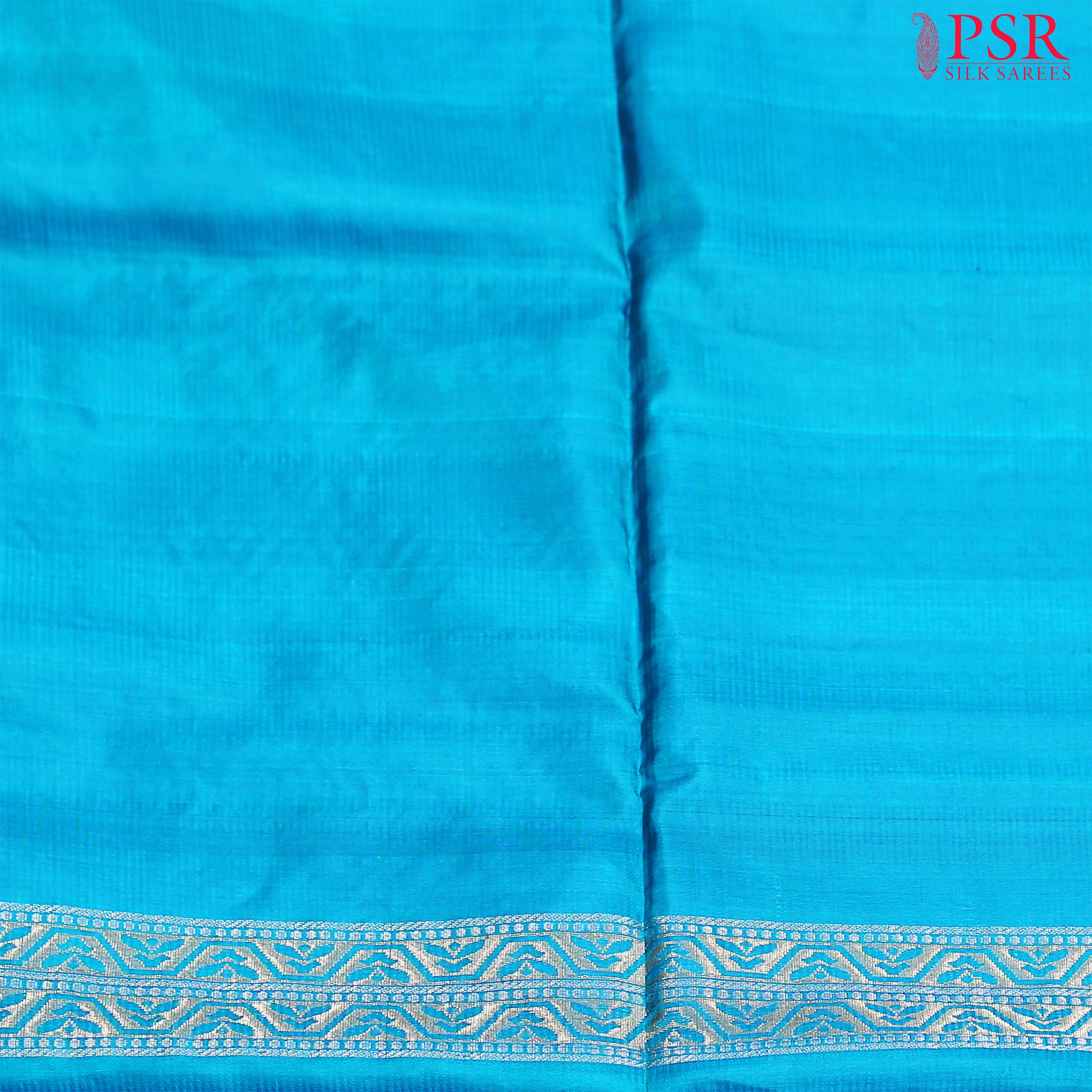 Soft Silk Saree Peacock Blue Blouse