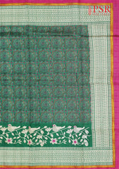 Dupion Embroidery Saree Dark Green Color